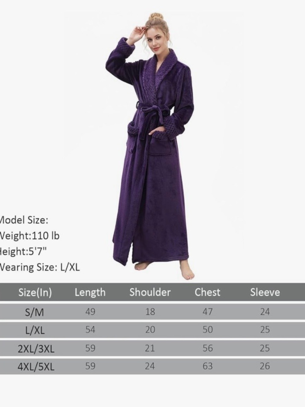 Plush Long Shawl Collar Robe - Purple